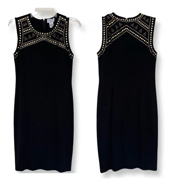 slim fit dress slacks Black Crepe Maxi Dress with Gold embroidery – shopaleena main image 1